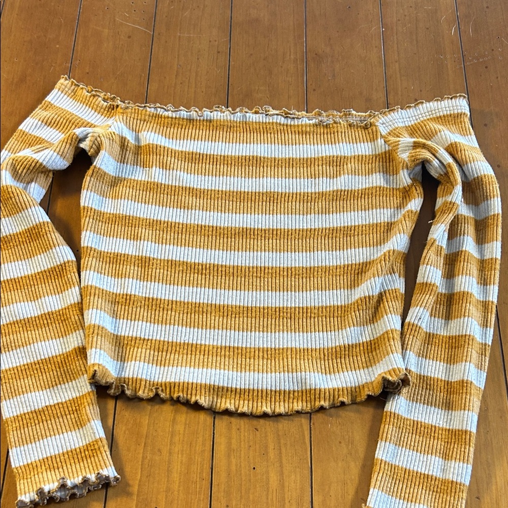 Better Be Mustard and White Striped Top